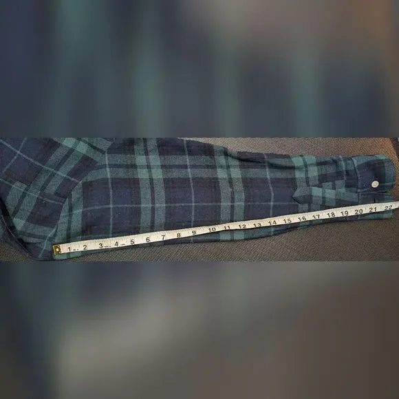 Cotton Plaid flannel boyfriend shirt tunic style size M Black Watch Tartan - Picture 7 of 7